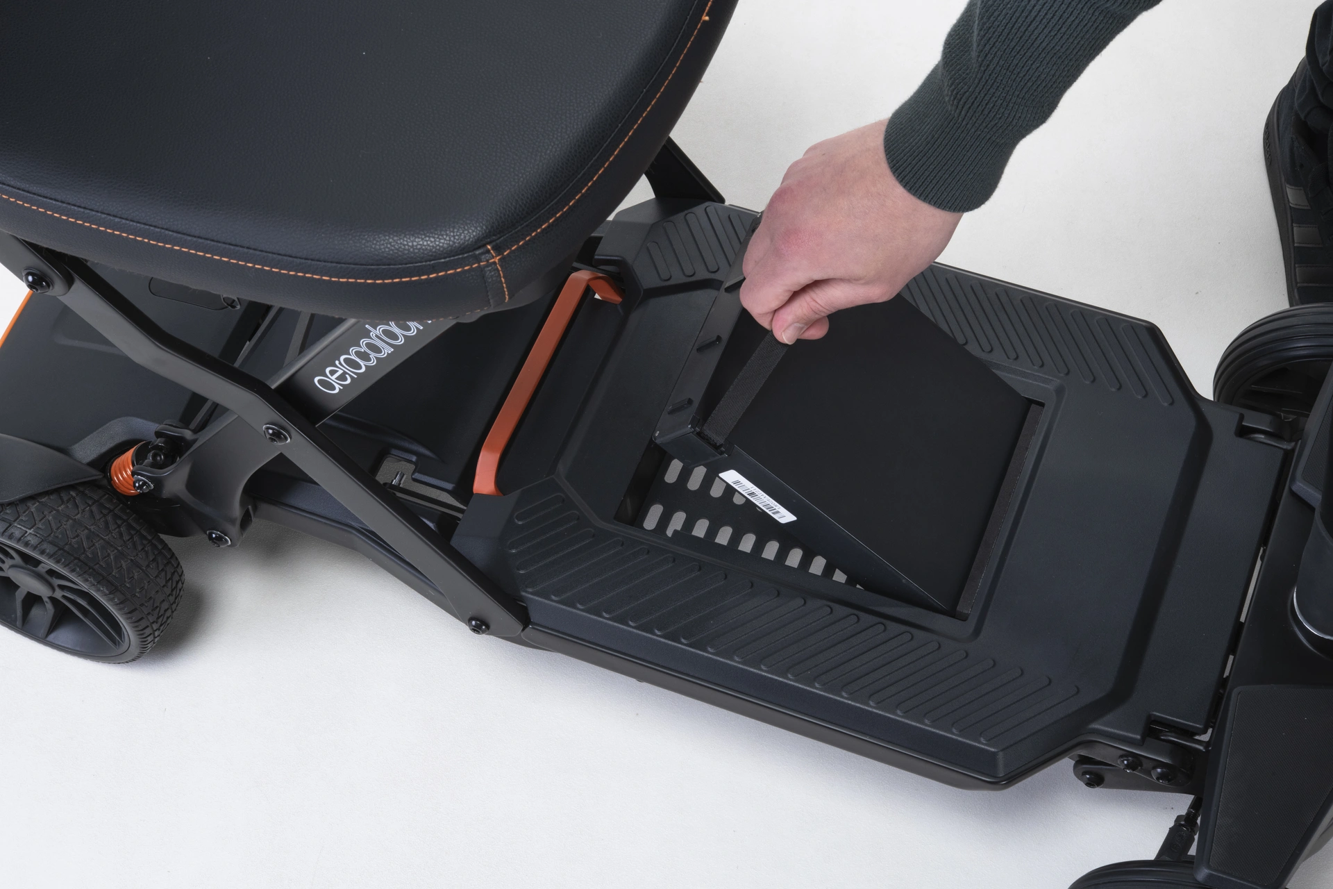 Drive AeroCarbon mobility scooter battery removed.