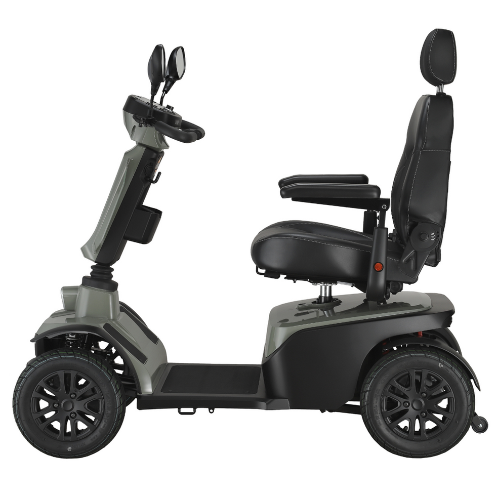 Excel Audax 8mph mobility scooter in Sage Green (side view)
