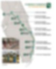 Map of Florida’s Turnpike EV charging stations with charger counts at stops, plus inset photos of Tesla and EV chargers.