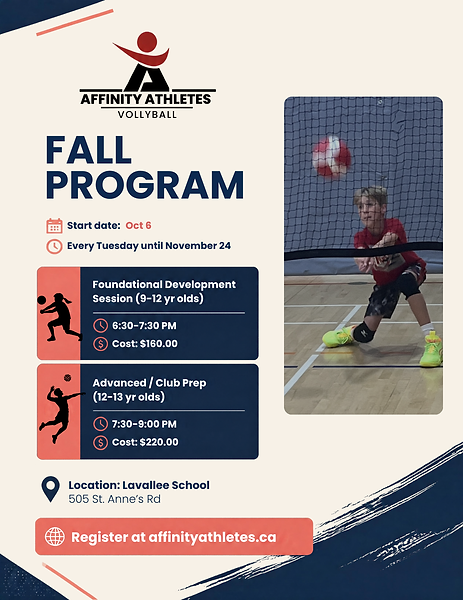 Affinity Athletes Fall program registration poster