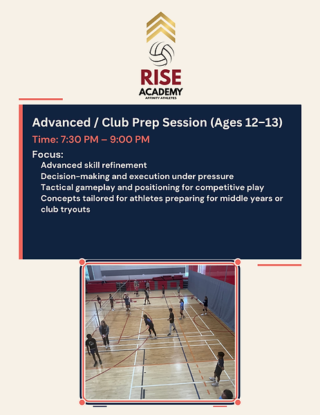 Affinity Athletes Fall program poster for 12-13 year olds club prep