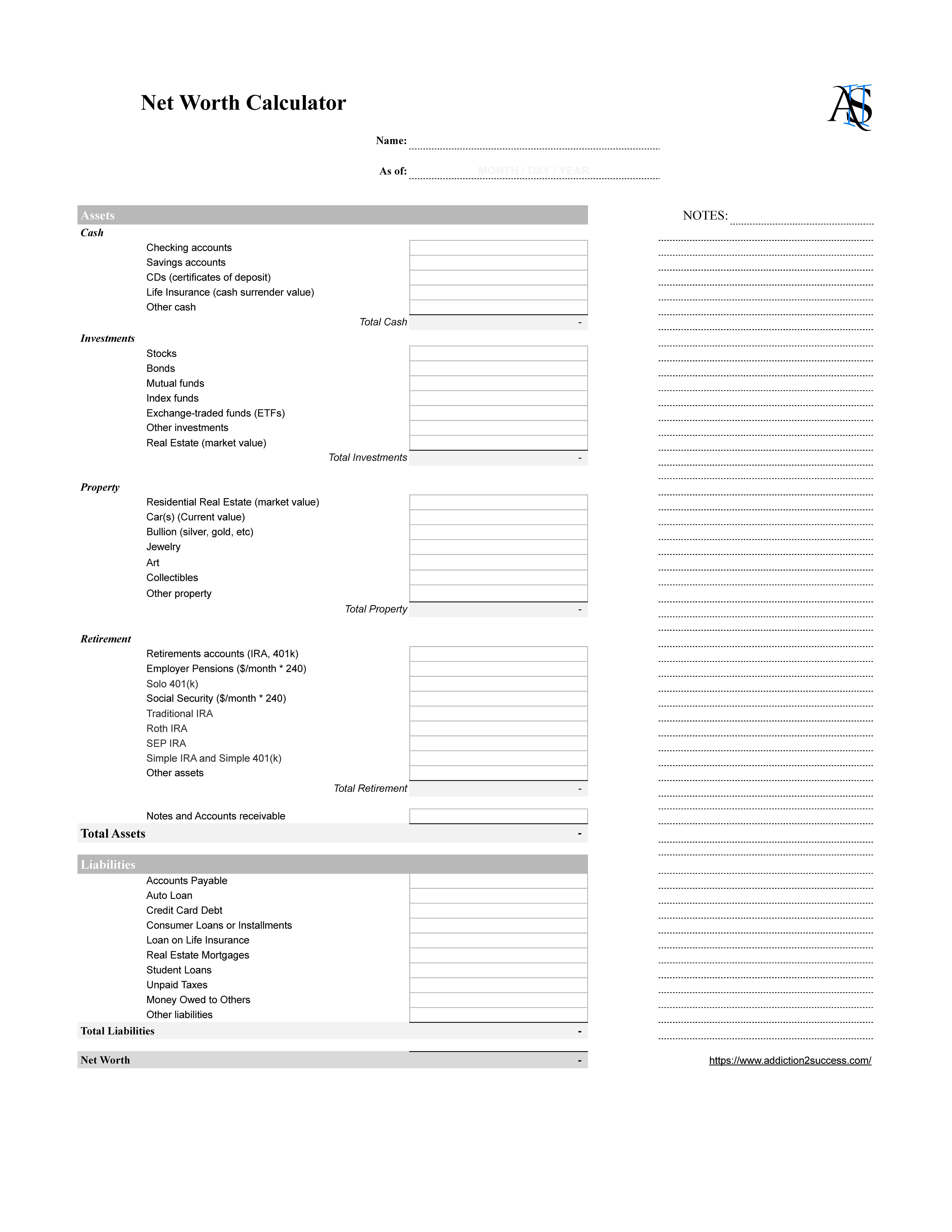 Net Worth Calculator