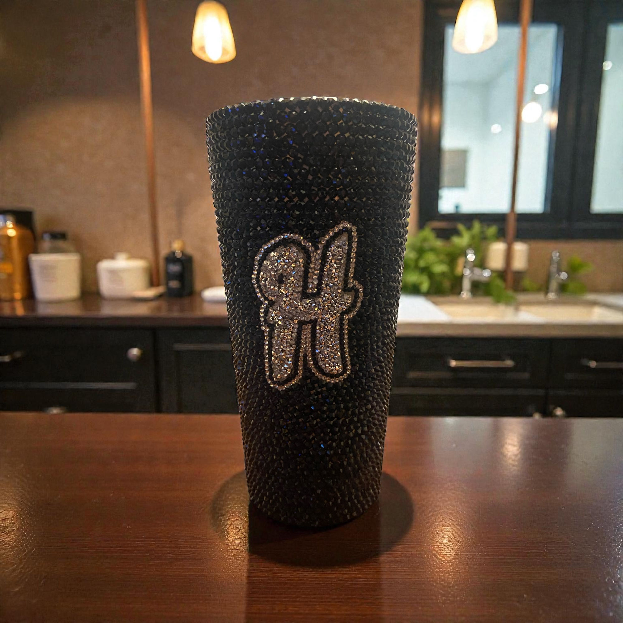 20oz Stainless Steel Blinged Tumbler with initial