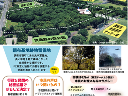 調布基地跡地留保地のチラシを配布しています