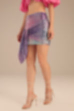 SAIA CURTA SLIM ESTAMPADA COM SOBREPOSIÇÃO