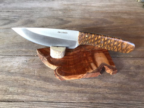 Pine Cone Utilitarian knife with cowhide sheath by Jim Craig in Warne, NC