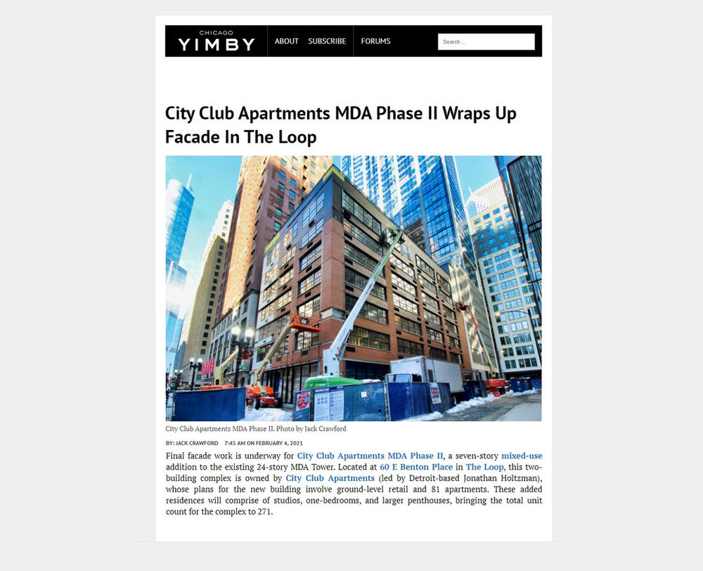 City Club Apartments MDA Phase II Wraps Up Facade In The Loop