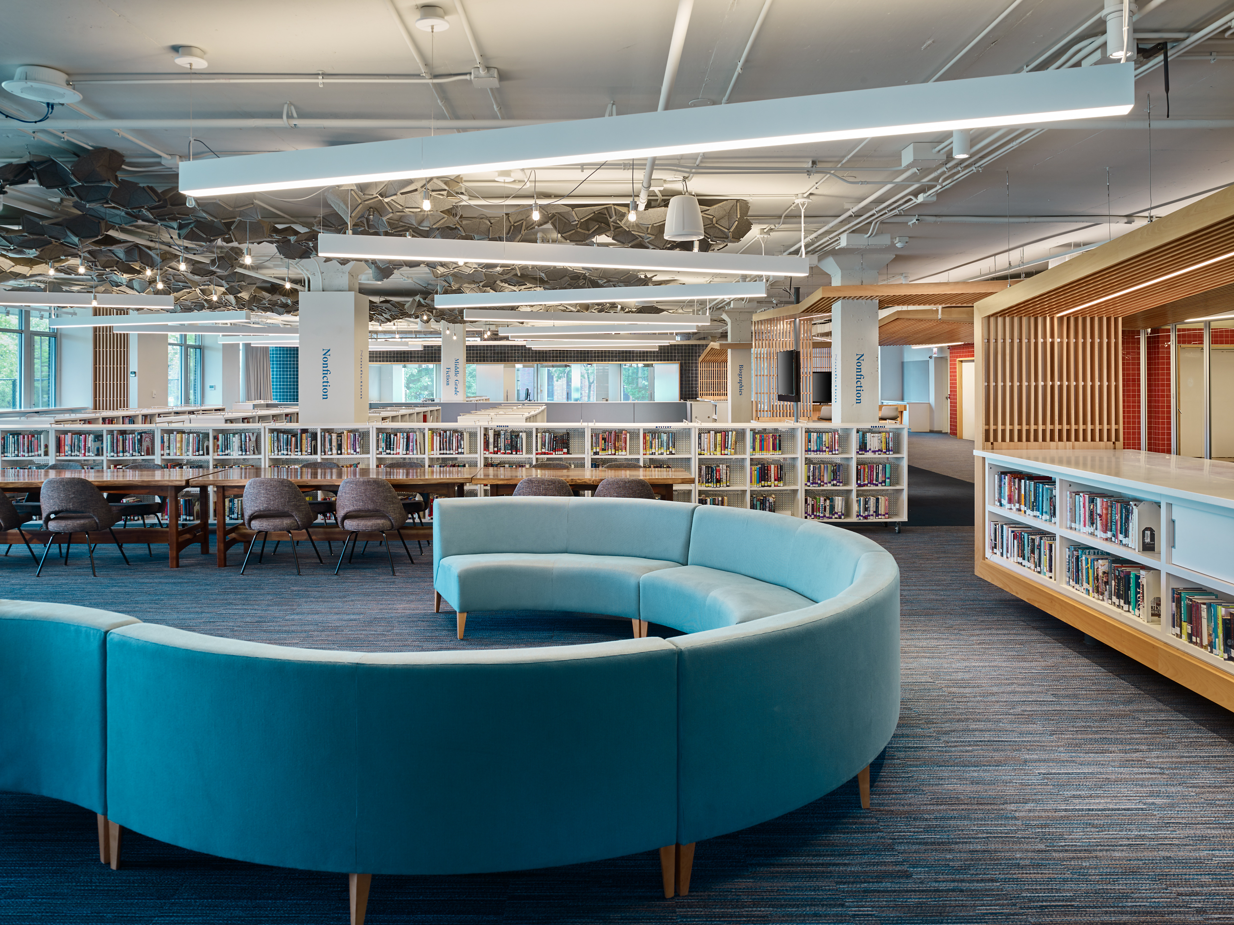 Library with Felt Cloud Ceiling