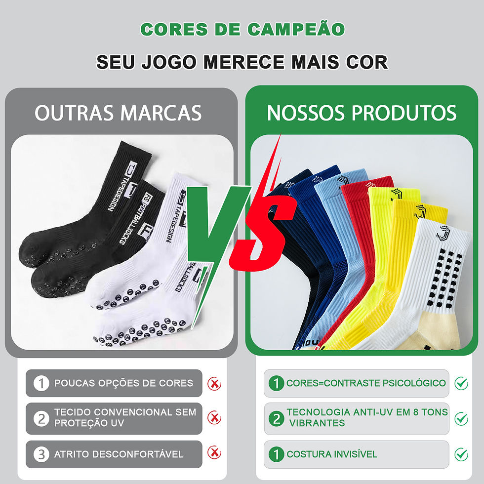 Miniatura: Meião de Futebol Antiderrapante (3 pares) – Poliamida, Cano Alto