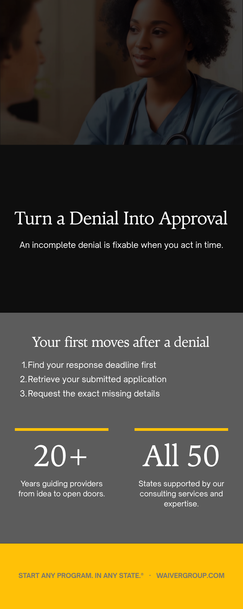 Steps to respond to an incomplete Medicaid waiver application denial