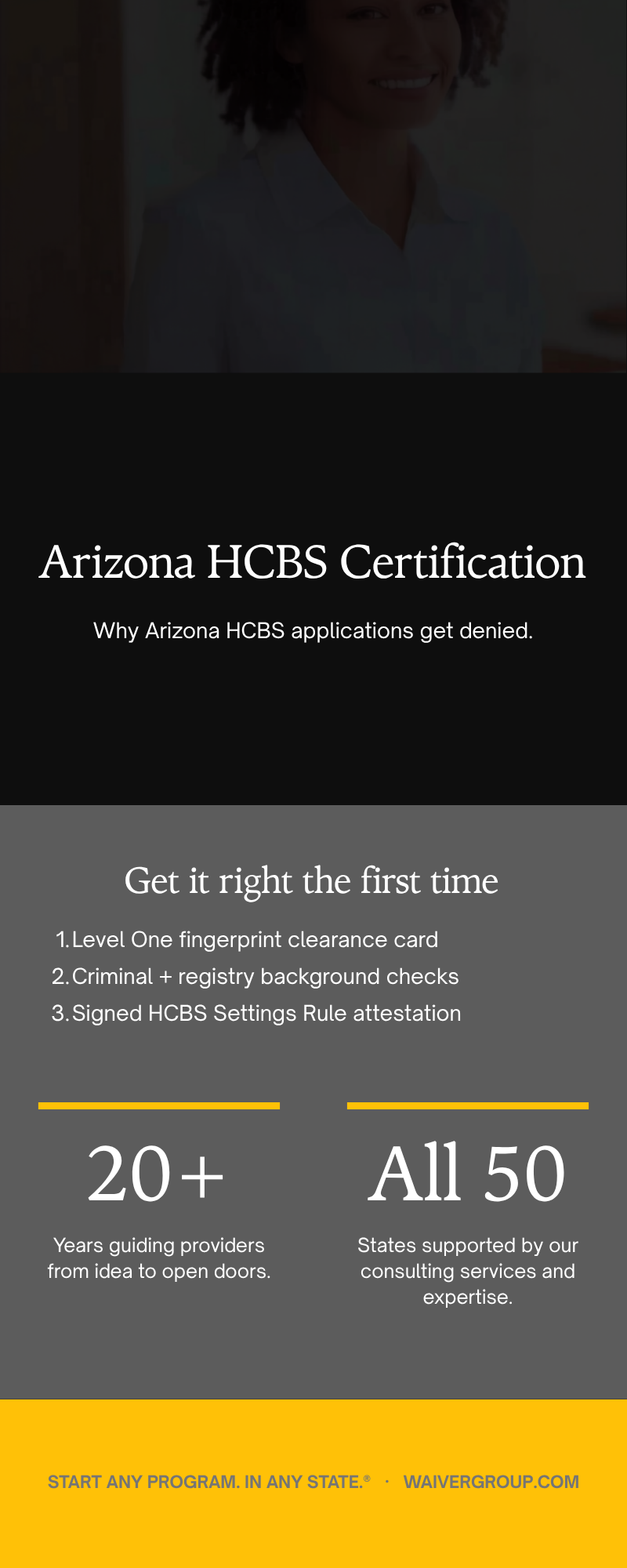Arizona HCBS provider certification requirements infographic