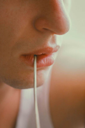 close up of mans lips on fuji velvia dia film