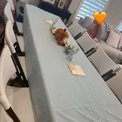 Indoor party with rectangle tables and chairs