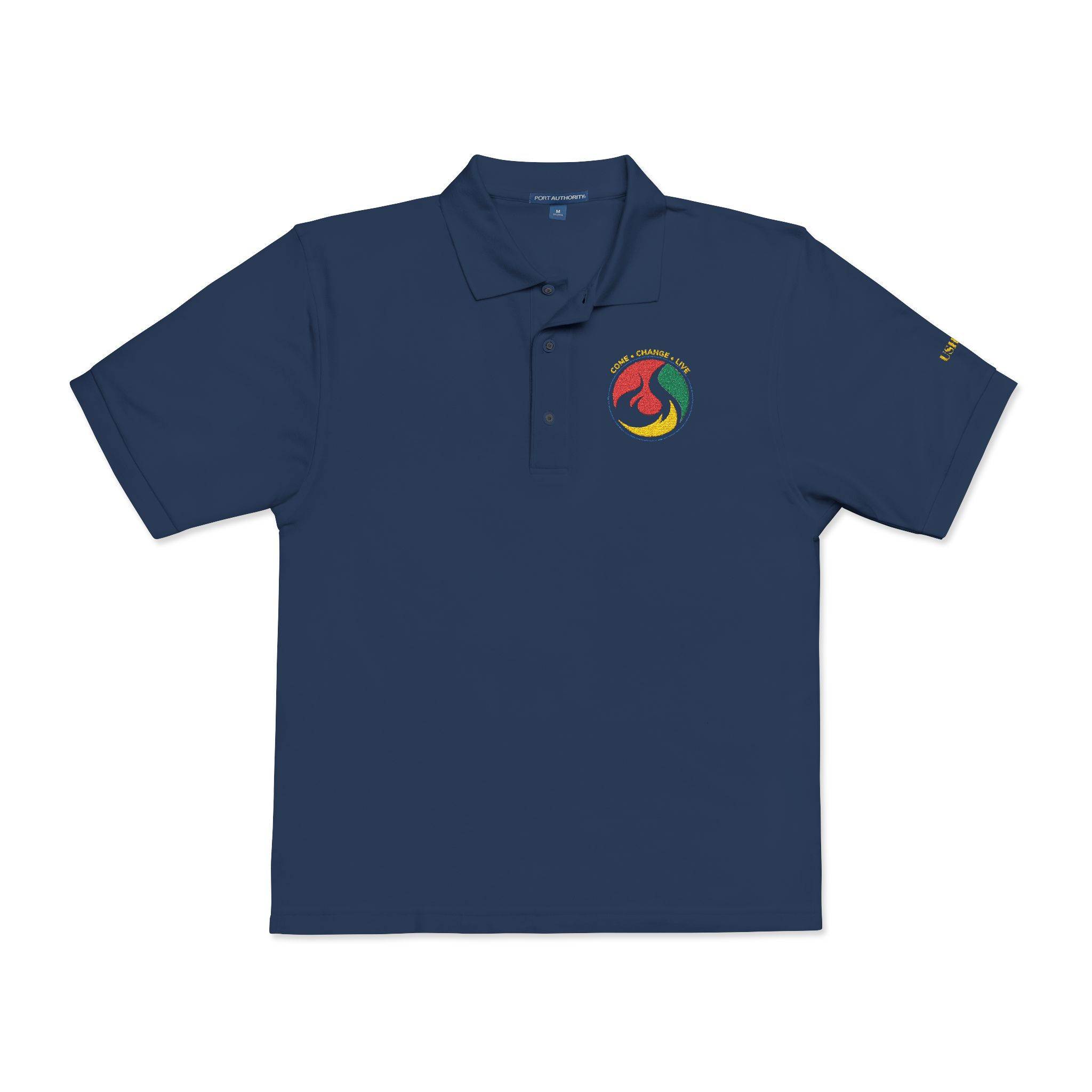 Embroidered Tropical Parrot Polo Shirt — Lightweight Beige Golf Polo