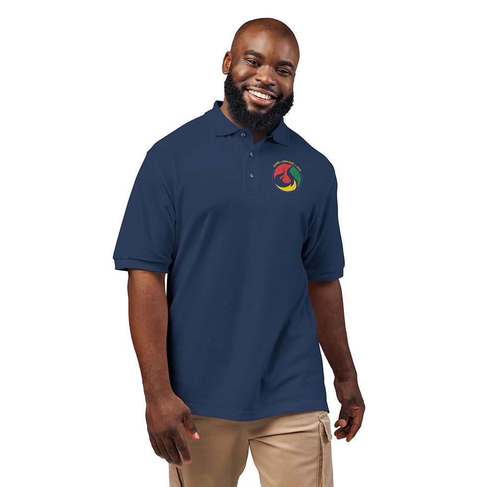 Thumbnail: Embroidered Tropical Parrot Polo Shirt — Lightweight Beige Golf Polo