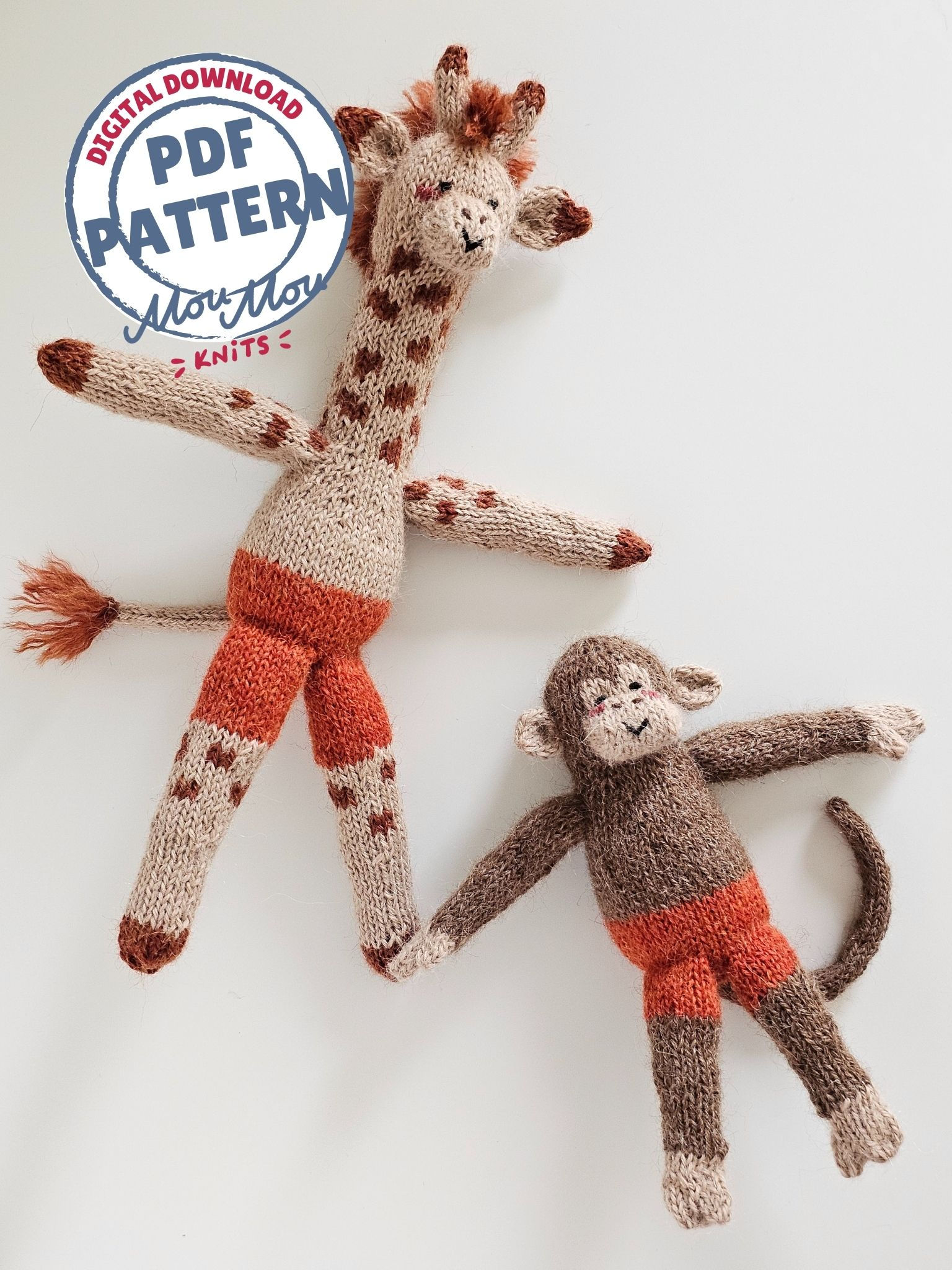Giraffe and Monkey Knitting Patterns