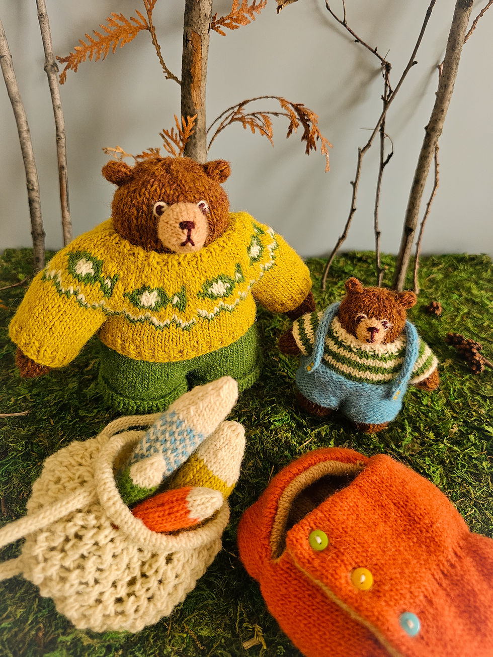 Miniature : Knitting Pattern : Mou Mou Bears - Fishing Adventure