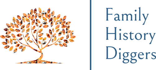 Family History Diggers logo - a golden tree