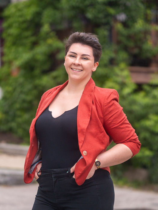 Business portrait featuring bold color styling