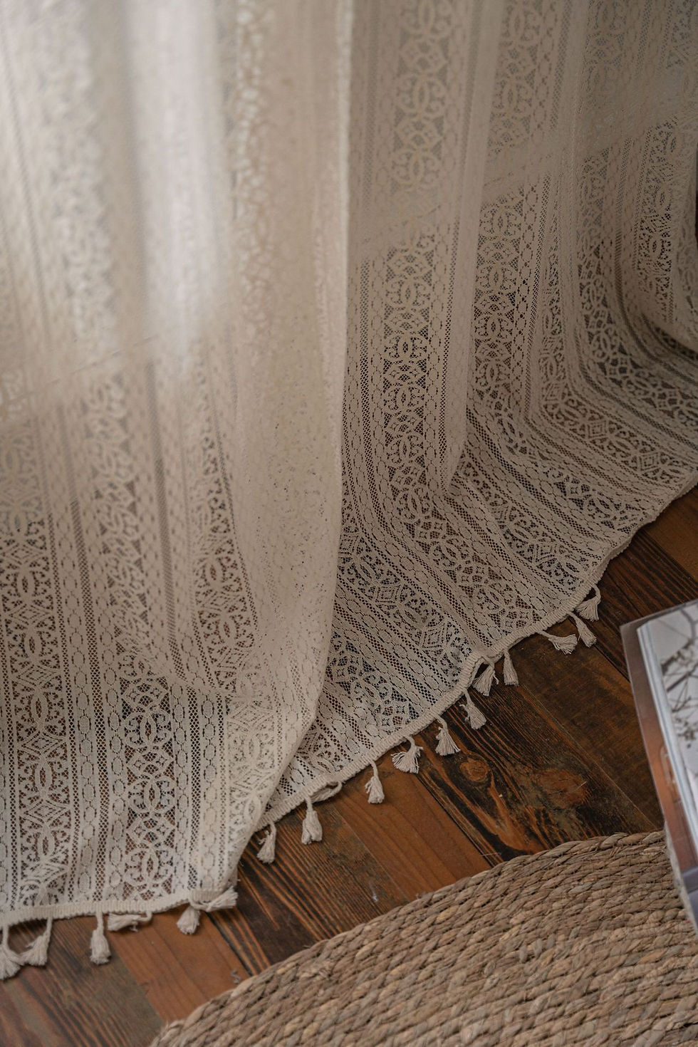 Thumbnail: Esmée Sheer Lace Curtain – Beige