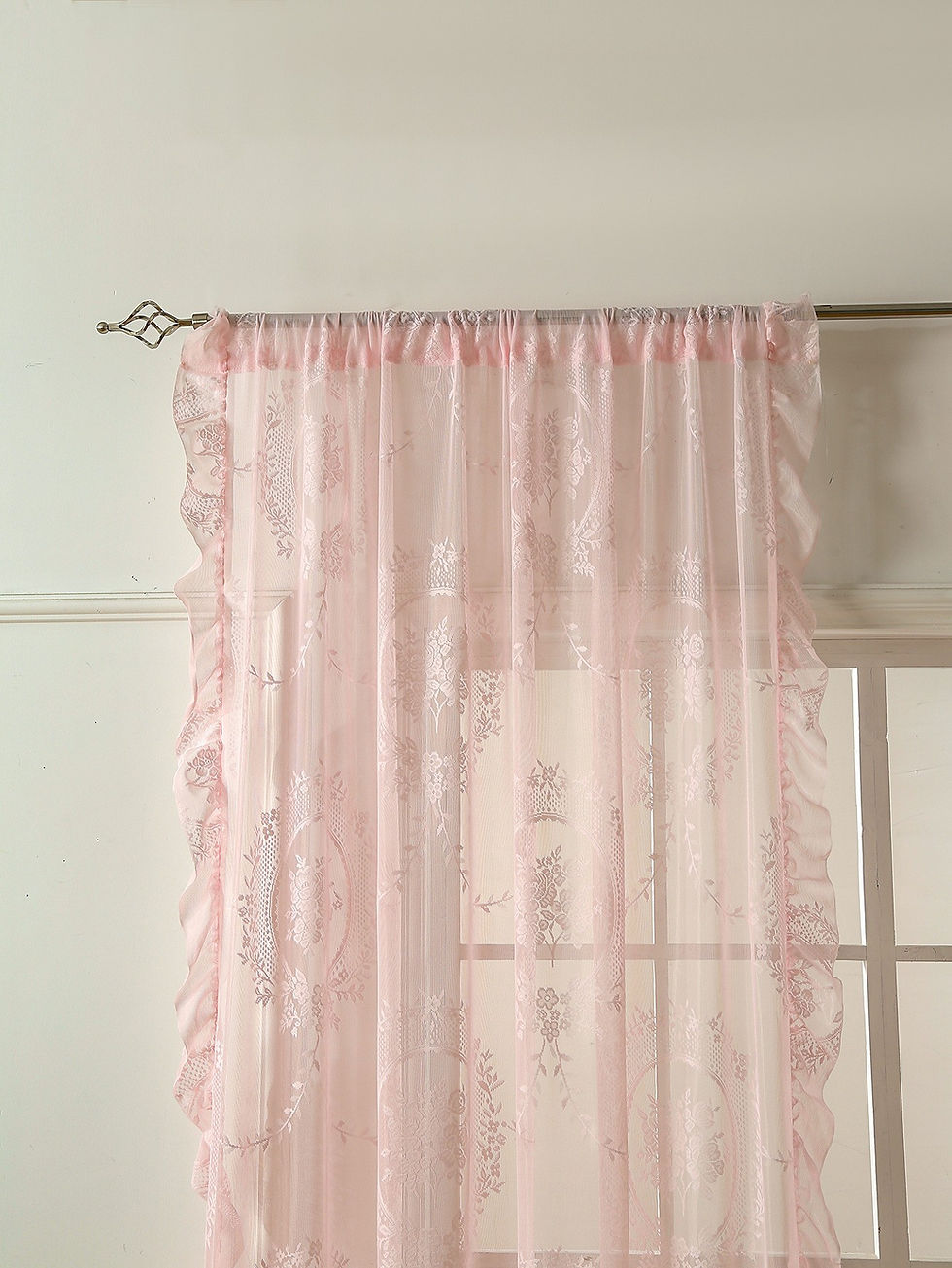 Thumbnail: Cassandre Sheer Lace Curtain – Pink