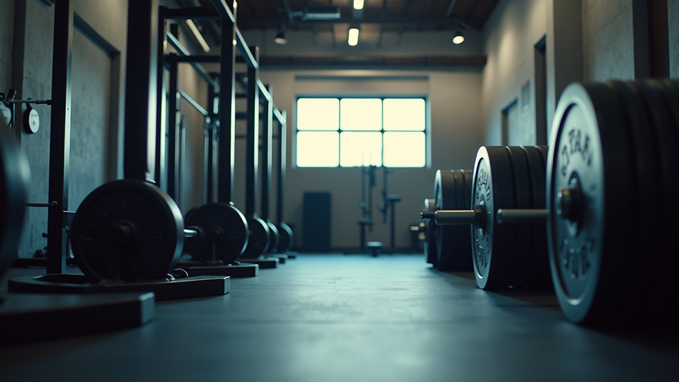 Eye-level view of a gym with various weightlifting equipment