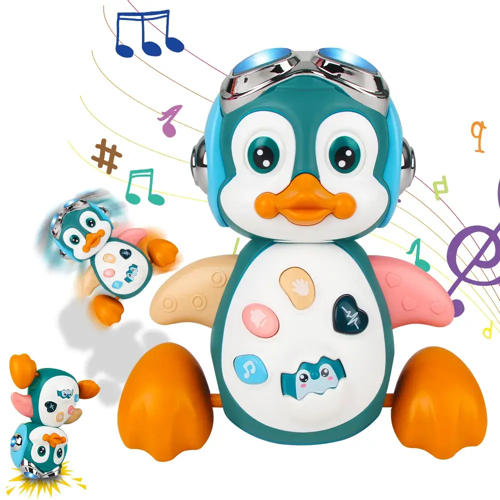 Baby Crawling Toys Musical Penguin Infant Moving Walking Dancing Toys With Light
