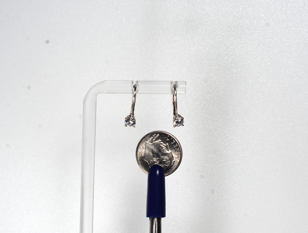 Thumbnail: 14k white gold lever back diamond earrings