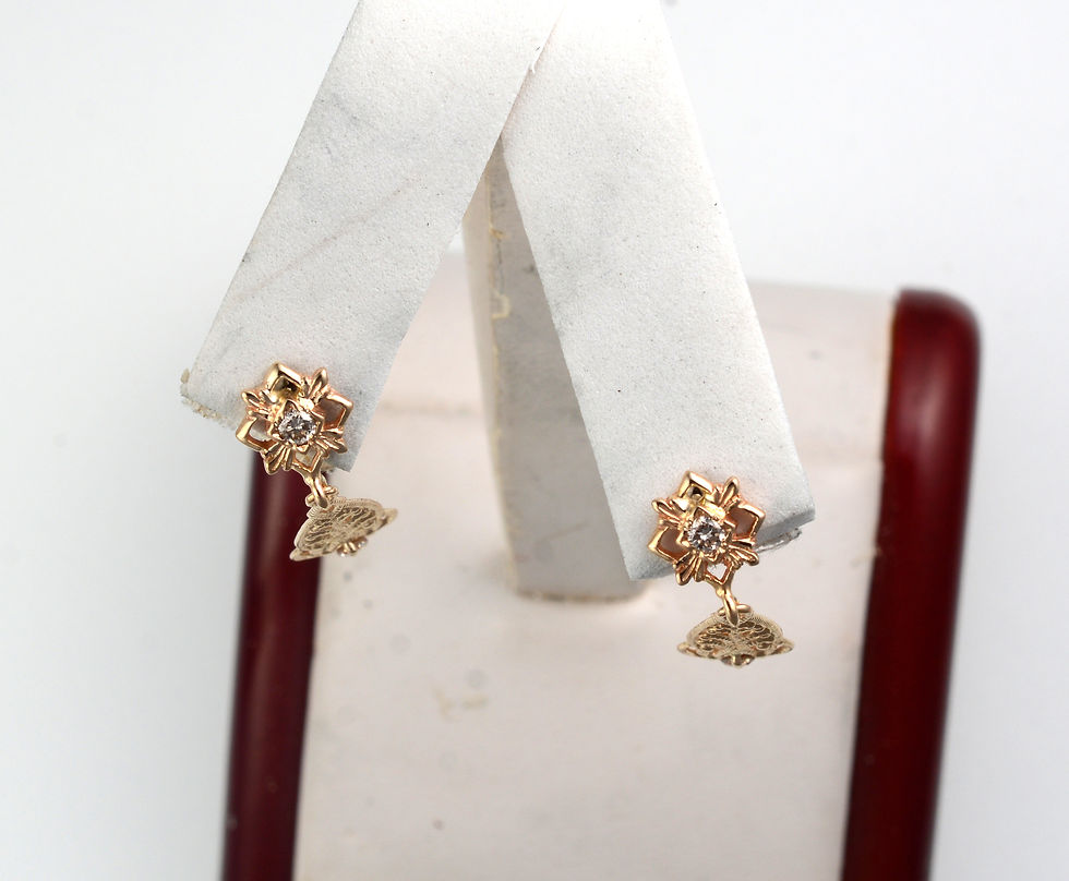 Thumbnail: 14k Filigree Diamond Dangle Earrings
