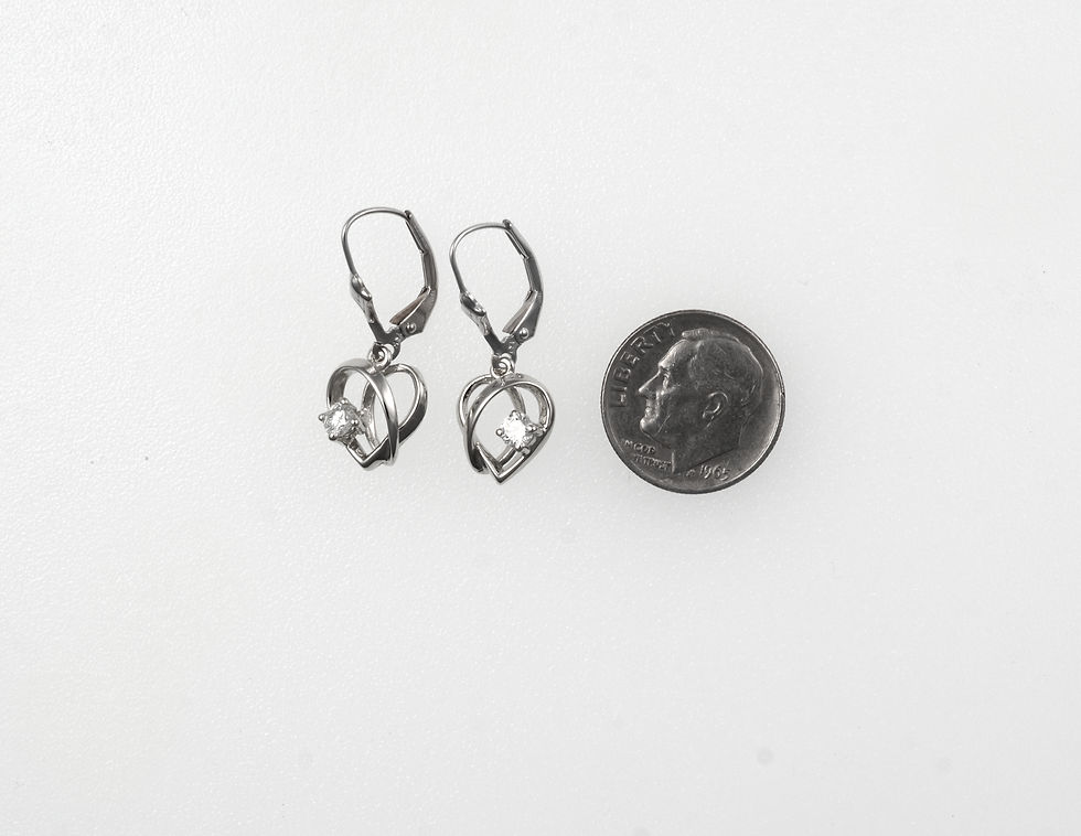 Thumbnail: 14K White Entangled Diamond Heart Dangle Earrings