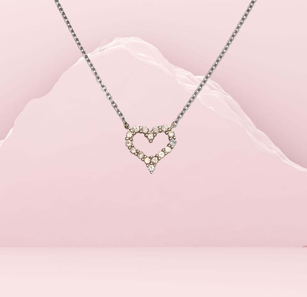 14k Open Heart Diamond Pendant