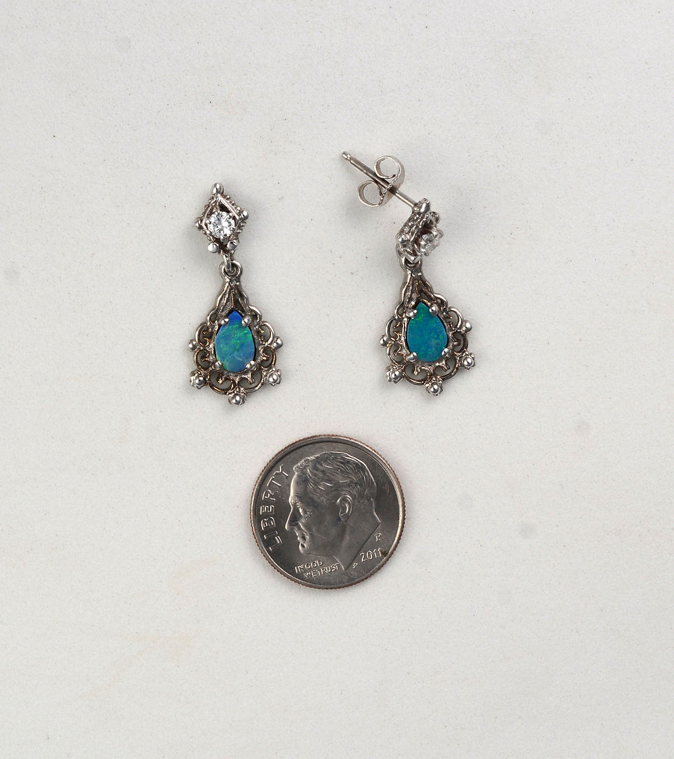 Thumbnail: Australian Opal Dangle Diamond Earrings