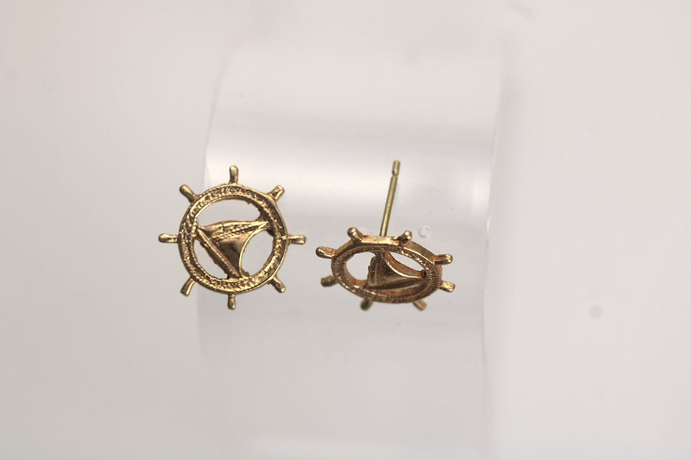 Thumbnail: 14k sailboat ship wheel earrings