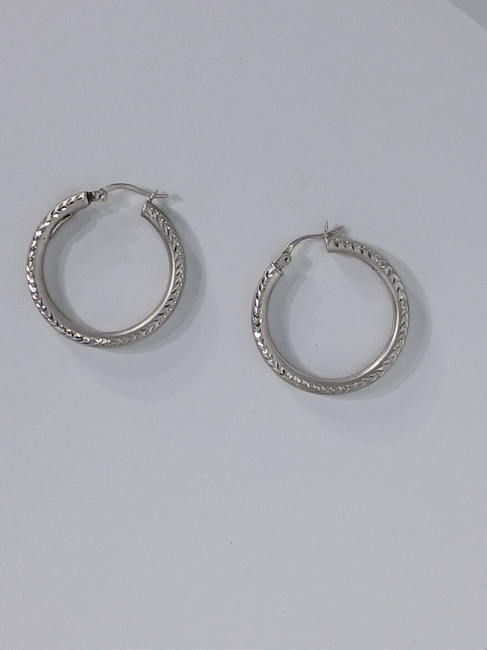 Thumbnail: 14k Bright Cut Hollow Hoop Earrings