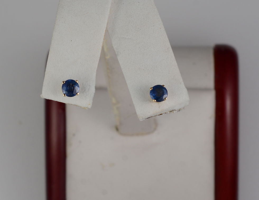 Thumbnail: 14k yellow gold sapphire stud earrings with post and butterfly backer