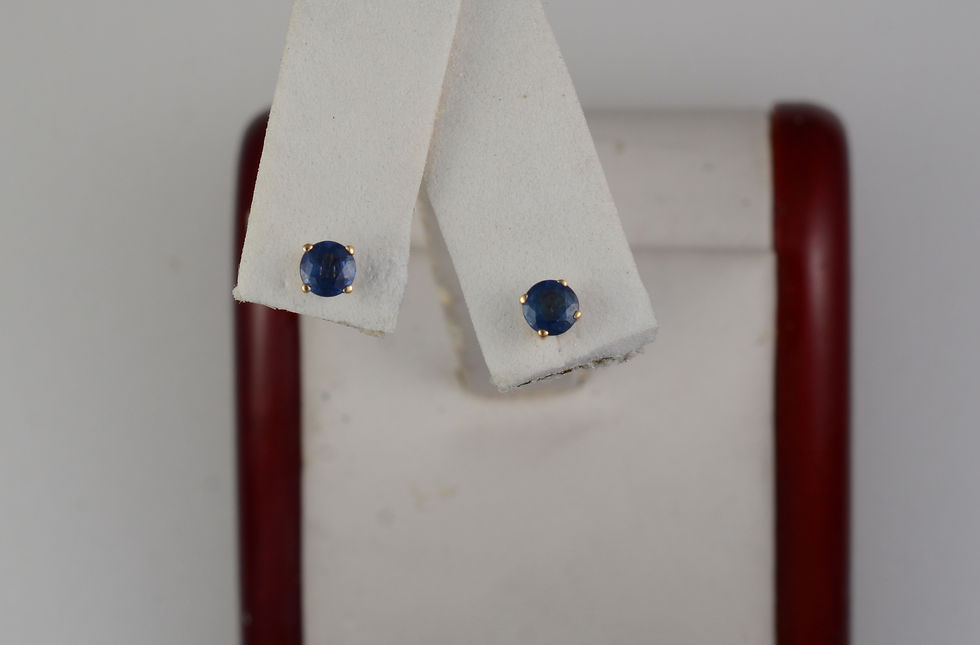 14k yellow gold sapphire stud earrings with post and butterfly backer