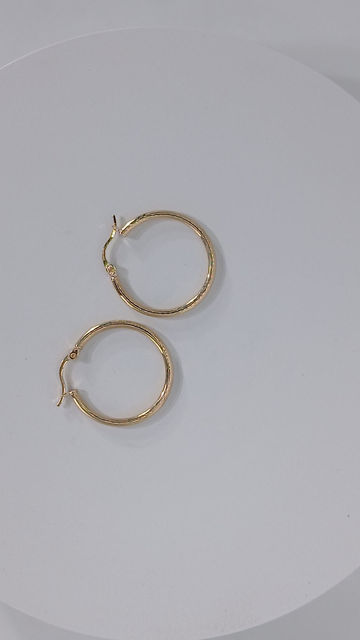 Thumbnail: 14k Hollow Hoop Earrings