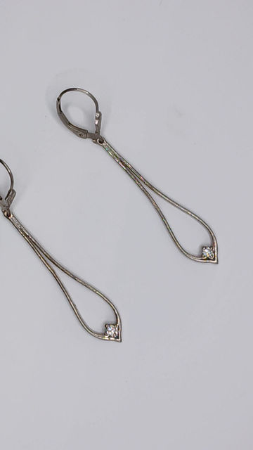 Thumbnail: 14k Diamond Dangle Earrings