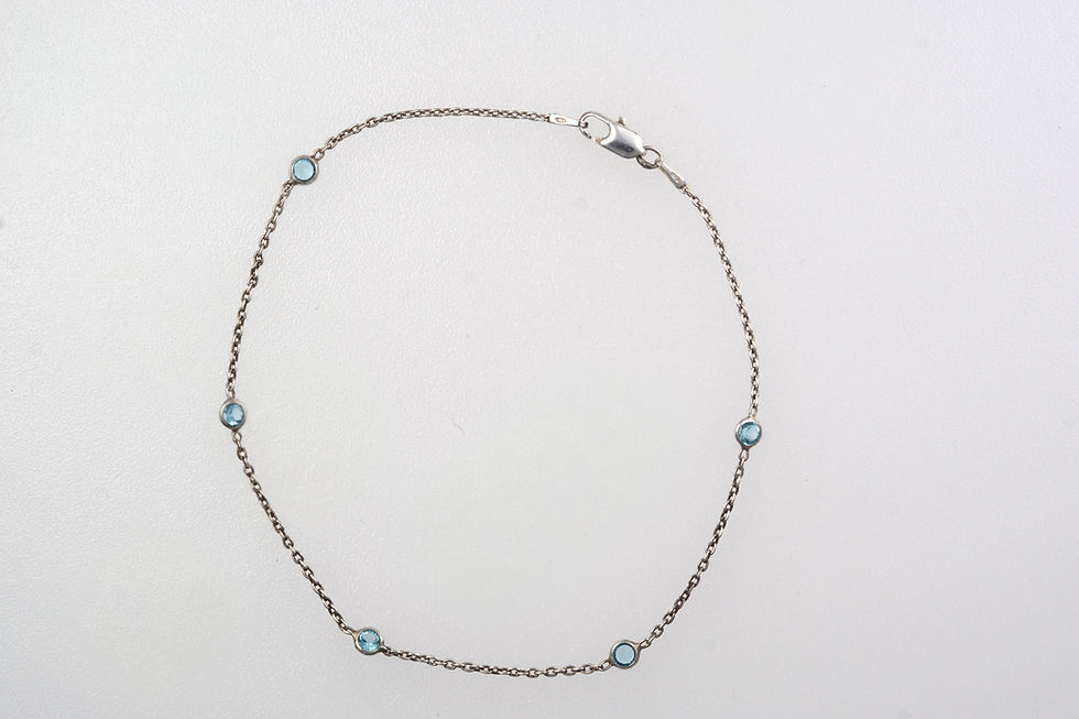 Sterling Silver Blue Topaz Bezel Set Bracelet