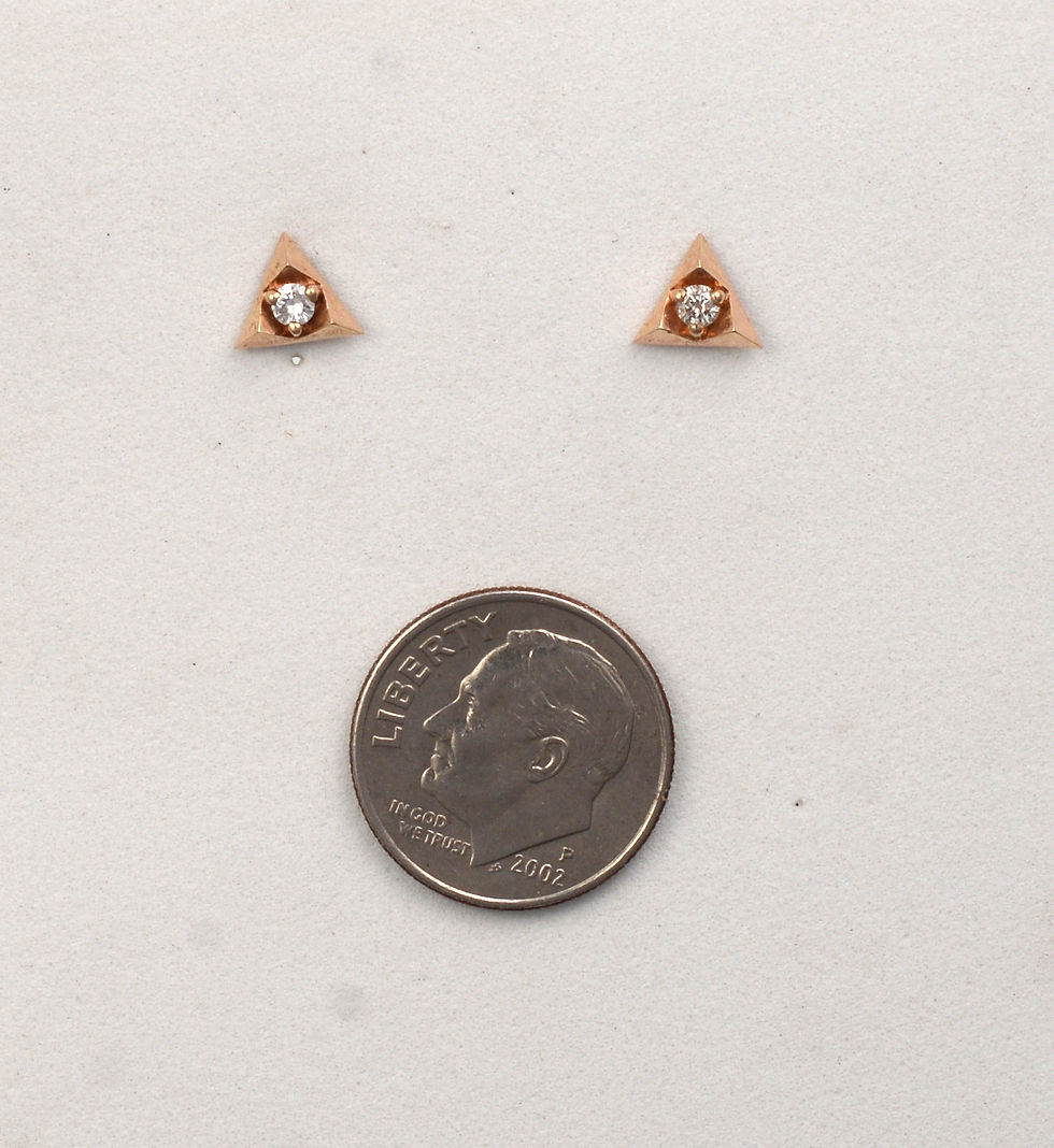 Thumbnail: 14 K pyramid Diamond Earrings