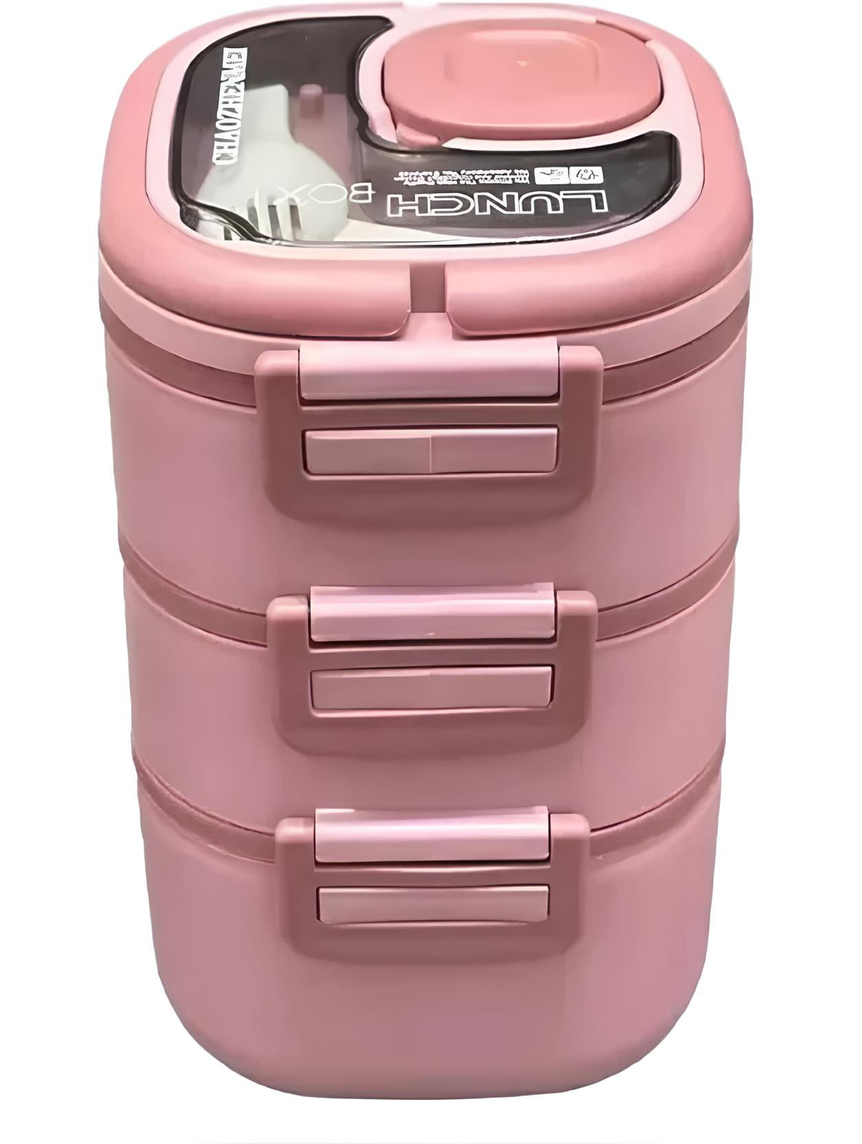 Chaozhenmei 3-TIER STACKABLE LUNCH BOX, PINK, BENTO STYLE FOOD CONTAINER