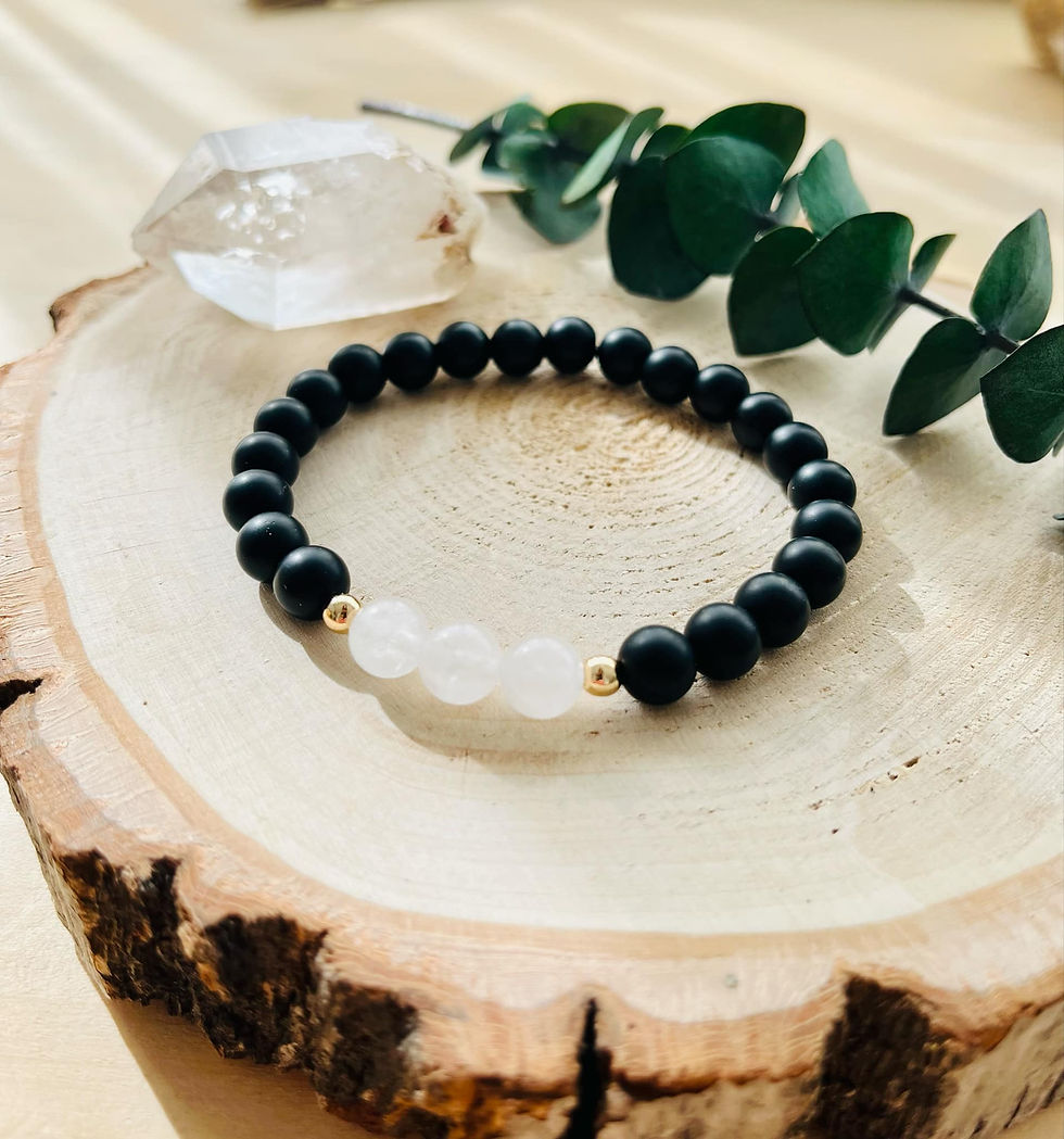 Bracelet “Force & Présence” — Onyx et Jade Blanc