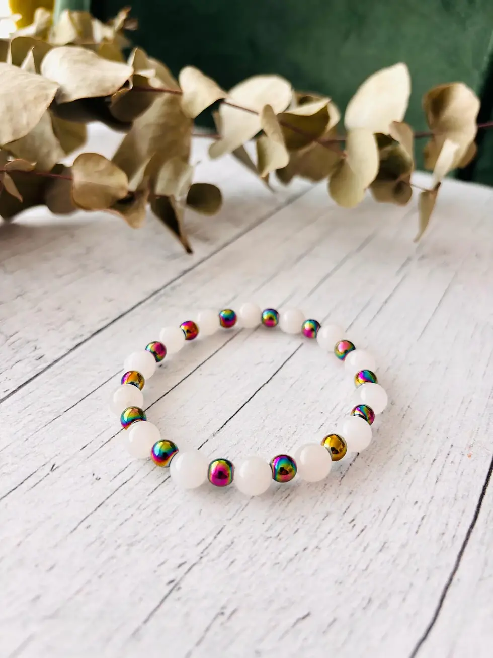 Bracelet “Gardien des Choix” – Quartz Clair & Hématite Arc-en-Ciel