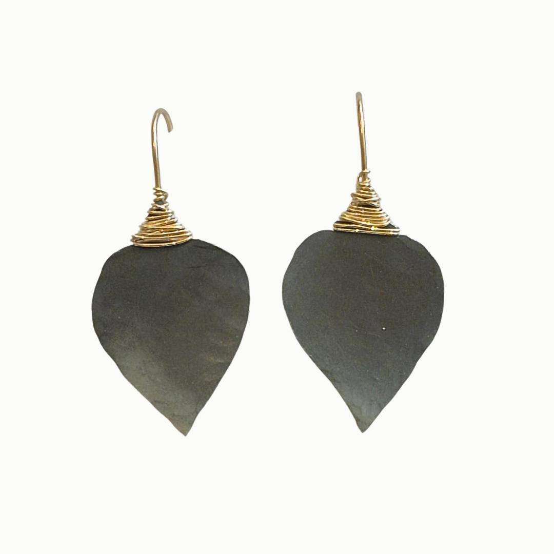 Oxidized Leaf Drop Earrings