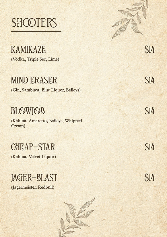 Drinks Menu at Befikre