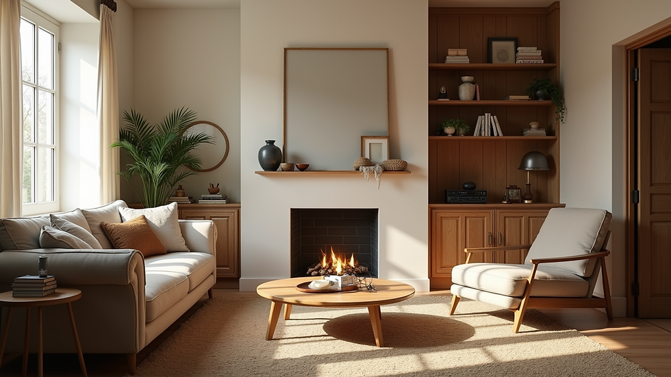 Eye-level view of a cozy living room with a welcoming atmosphere