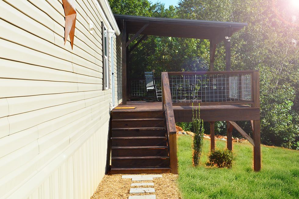 Deck stairs with full rails