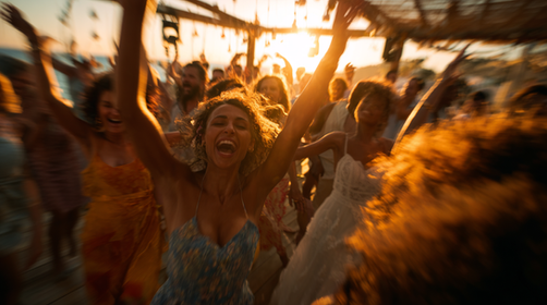 dancing at beach wedding