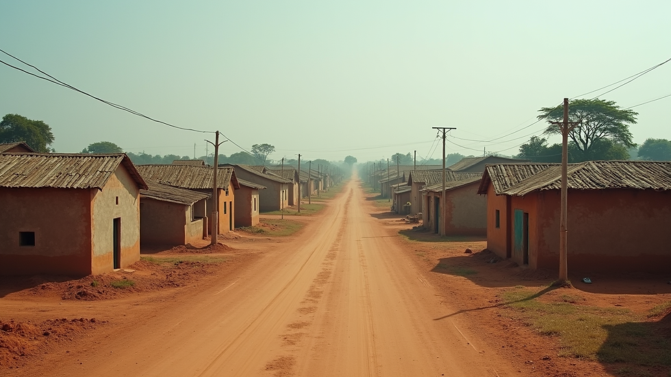 Vue panoramique d'un village ivoirien avec des infrastructures communautaires en développement
