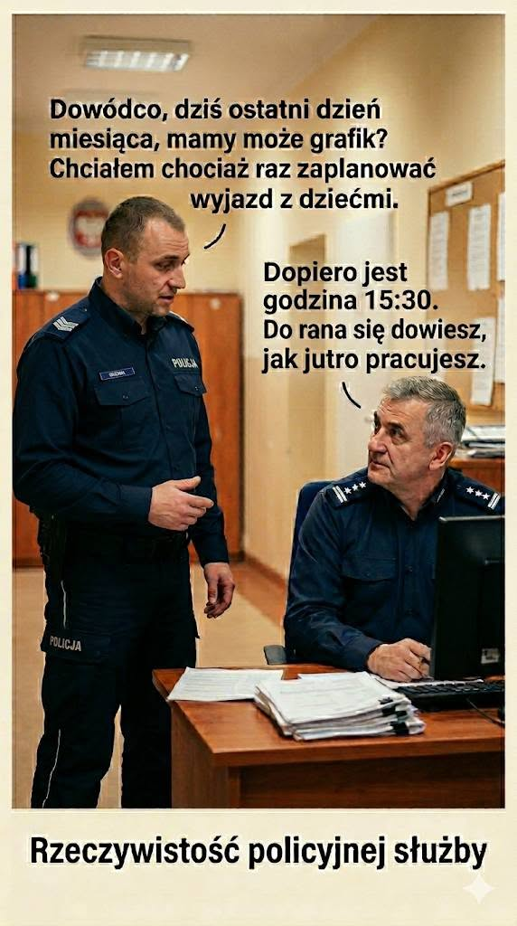 🚔 Grafik służby to nie przywilej – to podstawa normalnego funkcjonowania policjanta i jego rodziny.